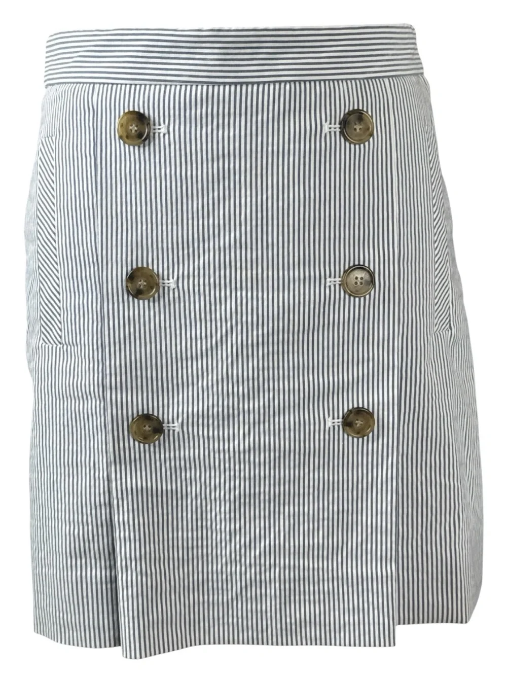 J. CREW Blue & White Striped Seersucker Mini Skirt